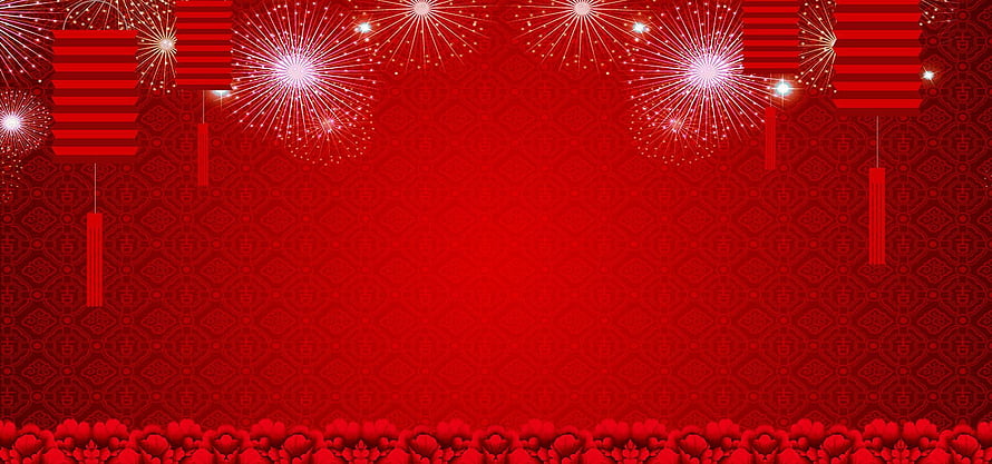 Chinese New Year Celebration Banner With Fireworks, Lanterns, and Traditional Red Patterns HD wallpaper