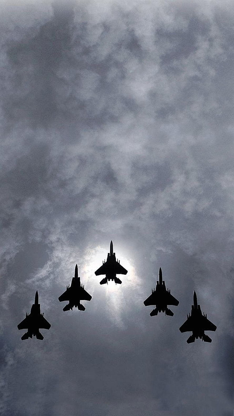 Indian Air Force Fighter Jet Formation Silhouetted Against Dramatic Cloudy Sky HD phone wallpaper
