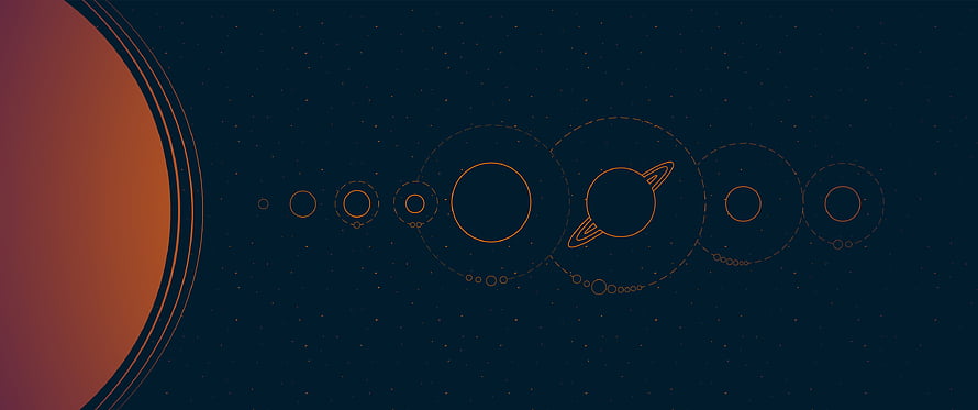 Minimalist Solar System Diagram with Planetary Orbits and Starfield HD wallpaper