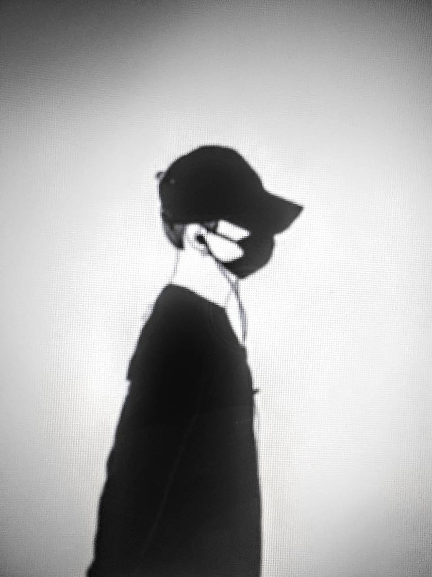 Monochrome Silhouette of a Boy in a Cap and Mask, Minimalist Profile Portrait HD phone wallpaper