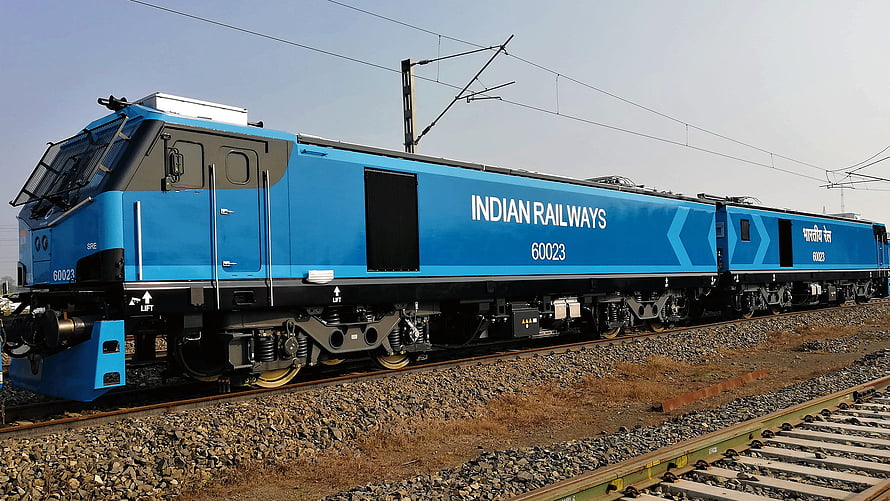 Blue Indian Railways WAG Electric Locomotive 60023 on Track HD wallpaper