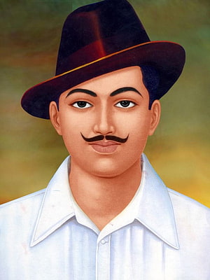 Bhagat Singh Portrait Painting in Fedora Hat and White Shirt HD phone wallpaper