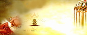 Elegant Hindu Wedding Invitation Design with Ganesha Statue and Traditional Decor HD wallpaper