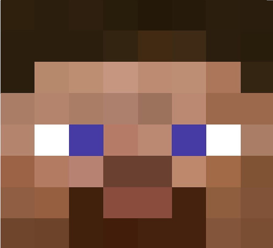 Minecraft Steve Head Pixel Art Portrait with Blue Eyes and Brown Hair HD wallpaper