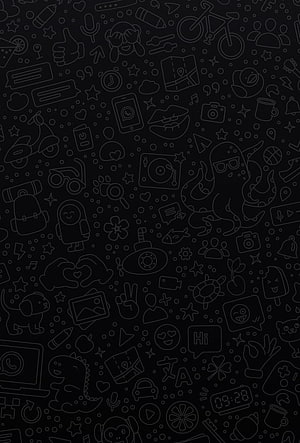 Dark Mode Doodle Pattern Wallpaper with Line Art Icons and Symbols HD phone wallpaper