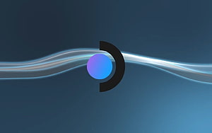 Steam Deck XMB Interface with Glowing Blue Orb and Flowing Light Waves on Dark Background HD wallpaper