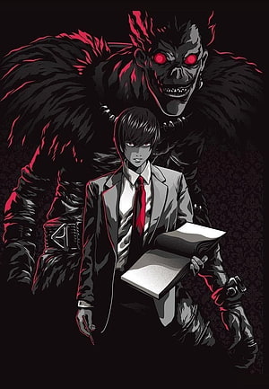 Death Note Anime Illustration Featuring Light Yagami and Ryuk in Dark Style HD phone wallpaper