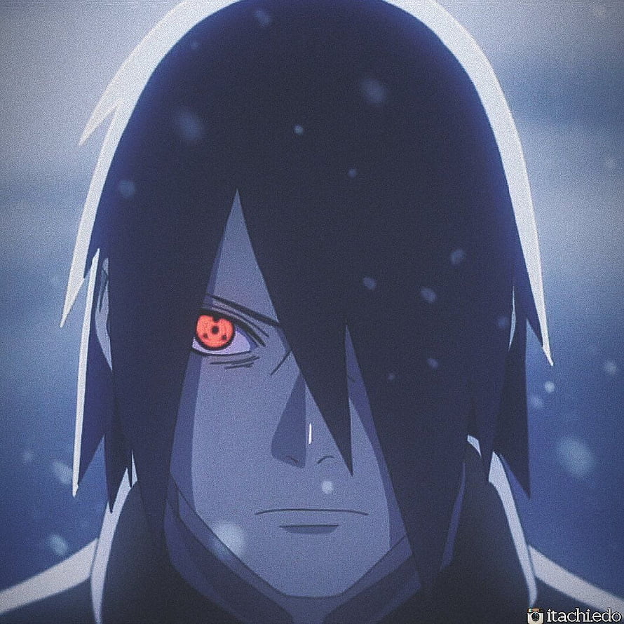 Sasuke Uchiha Anime Portrait With Sharingan Eye In Snowy Atmosphere HD phone wallpaper