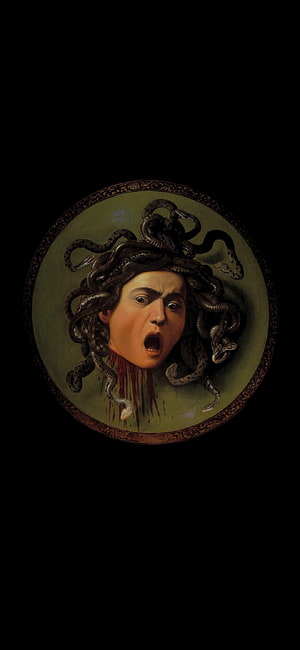 Medusa by Caravaggio: Classic Baroque Painting of the Gorgon Head with Serpents HD phone wallpaper
