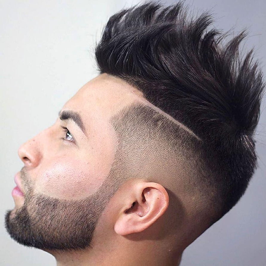 Men's High Fade Pompadour with Sharp Beard and Clean Line Design HD phone wallpaper