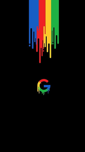 Google G Logo with Dripping Colorful Paint on Black Background HD phone wallpaper