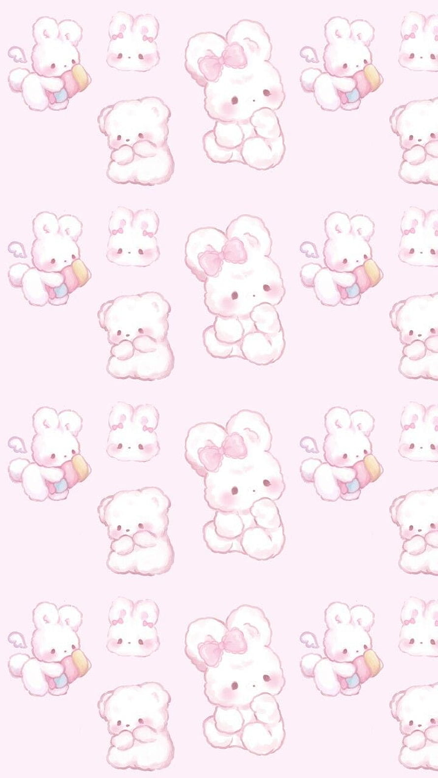 Pastel Pink Kawaii Bunny and Bear Pattern Wallpaper HD phone wallpaper