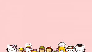 Sanrio Character Lineup on Soft Pink Background with Hello Kitty and Friends HD wallpaper