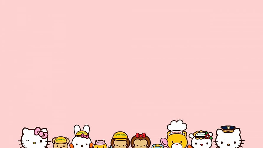 Sanrio Character Lineup on Soft Pink Background with Hello Kitty and Friends HD wallpaper