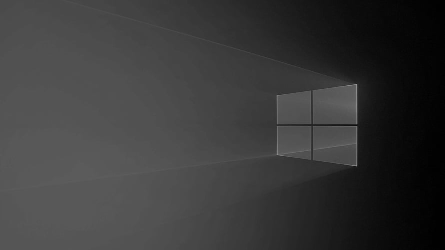Windows 10 Dark Minimalist Desktop Background with Glowing Four-Pane Window Logo HD wallpaper