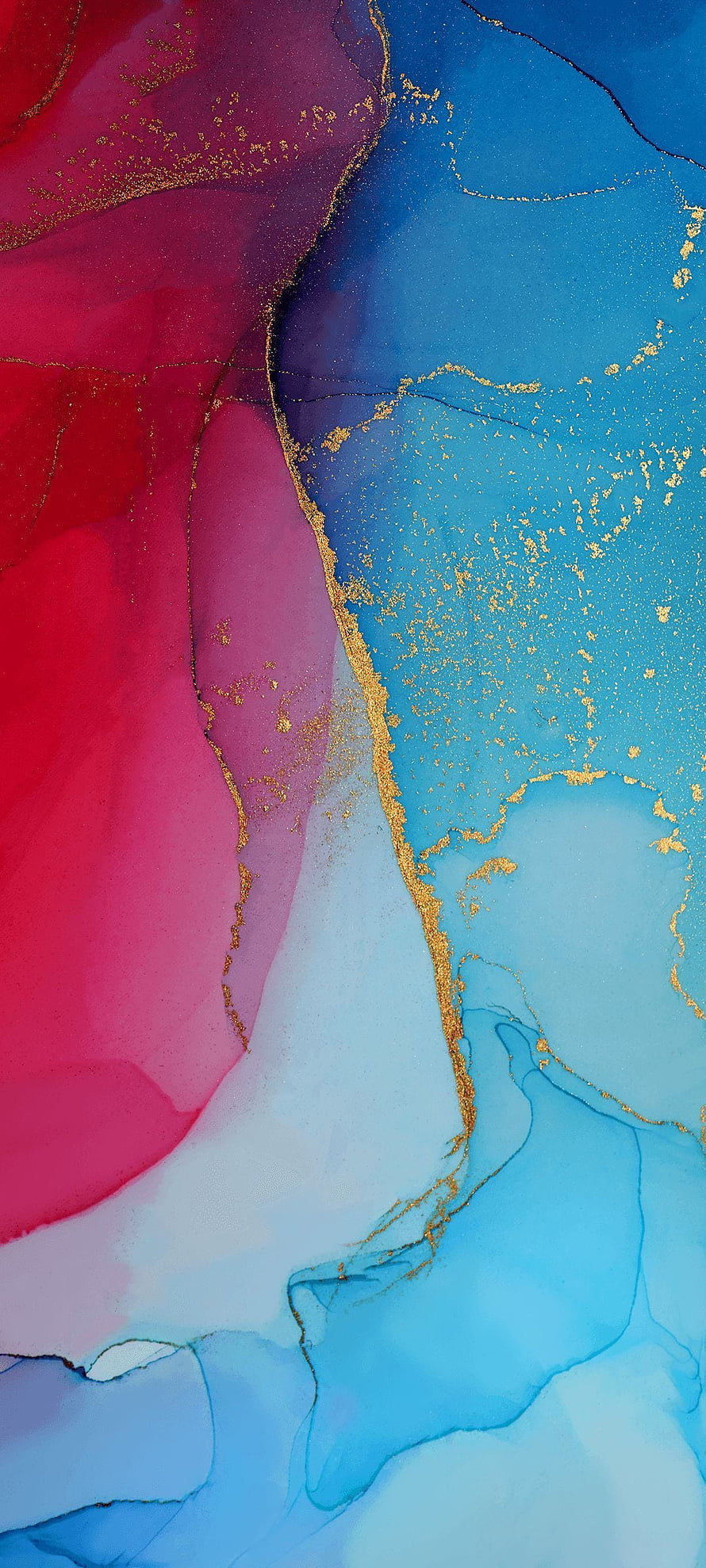 Vibrant abstract fluid art with magenta, blue, and gold accents for desktop HD phone wallpaper
