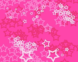 Vibrant Pink Star Pattern Background with Layered White and Magenta Star Outlines HD wallpaper