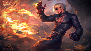 Gusion from Mobile Legends Bang Bang channeling intense fire magic in a dynamic action pose HD wallpaper