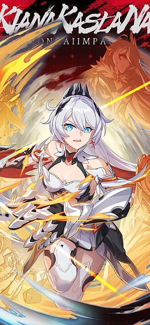Kiana Kaslana in Dynamic Combat Pose with Energy Effects from Honkai Impact 3rd HD phone wallpaper