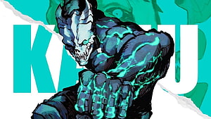 Kaiju No. 8 Monster Transformation Comic Art with Glowing Energy Veins HD wallpaper