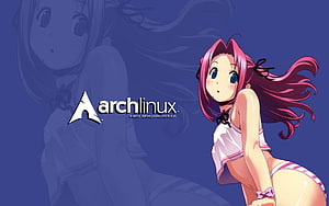Arch Linux Anime Wallpaper Featuring Pink-Haired Girl in Striped Outfit HD wallpaper