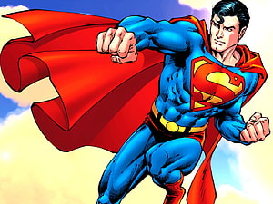 Superman Flying Through the Sky in Classic Comic Book Style HD wallpaper