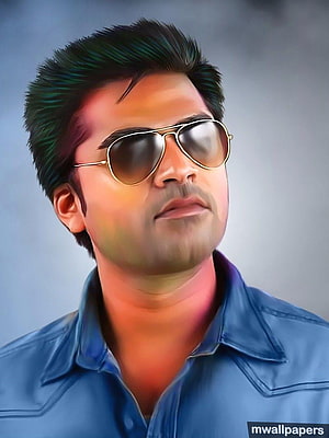 Simbu Digital Portrait Wearing Aviator Sunglasses and Blue Shirt HD phone wallpaper