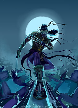 Lynx Shadow Fight Arena Warrior Leaping with Claws Under Full Moon HD phone wallpaper