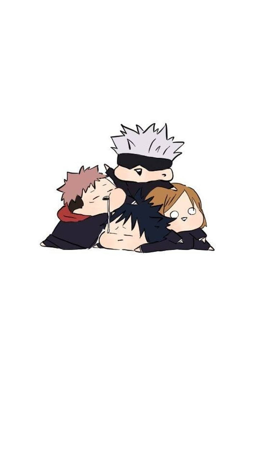 Jujutsu Kaisen Chibi Characters Piled Together in Cute Anime Illustration HD phone wallpaper