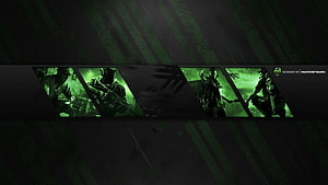 Dark Green Military Gaming Banner with Tactical Soldier Panels and Diagonal Stripes HD wallpaper