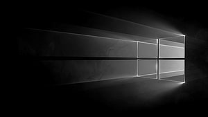 Windows 10 Black Minimalist Desktop Background with Glowing Window Grid HD wallpaper
