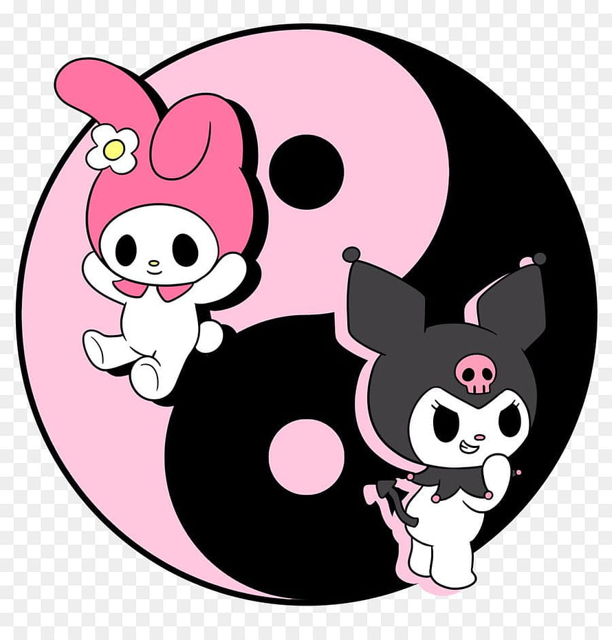 My Melody and Kuromi Yin Yang Design on Transparent Background HD phone wallpaper