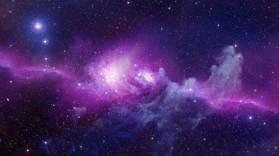 Vibrant Purple Nebula and Star-Scattered Deep Space Galaxy Scene HD wallpaper
