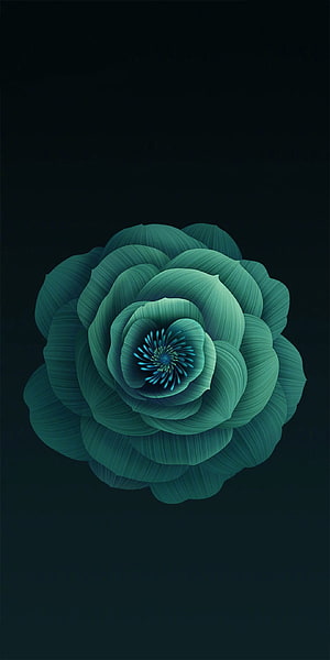 Teal Lotus Flower Digital Art on Dark Background HD phone wallpaper