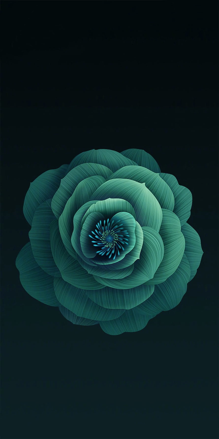 Teal Lotus Flower Digital Art on Dark Background HD phone wallpaper