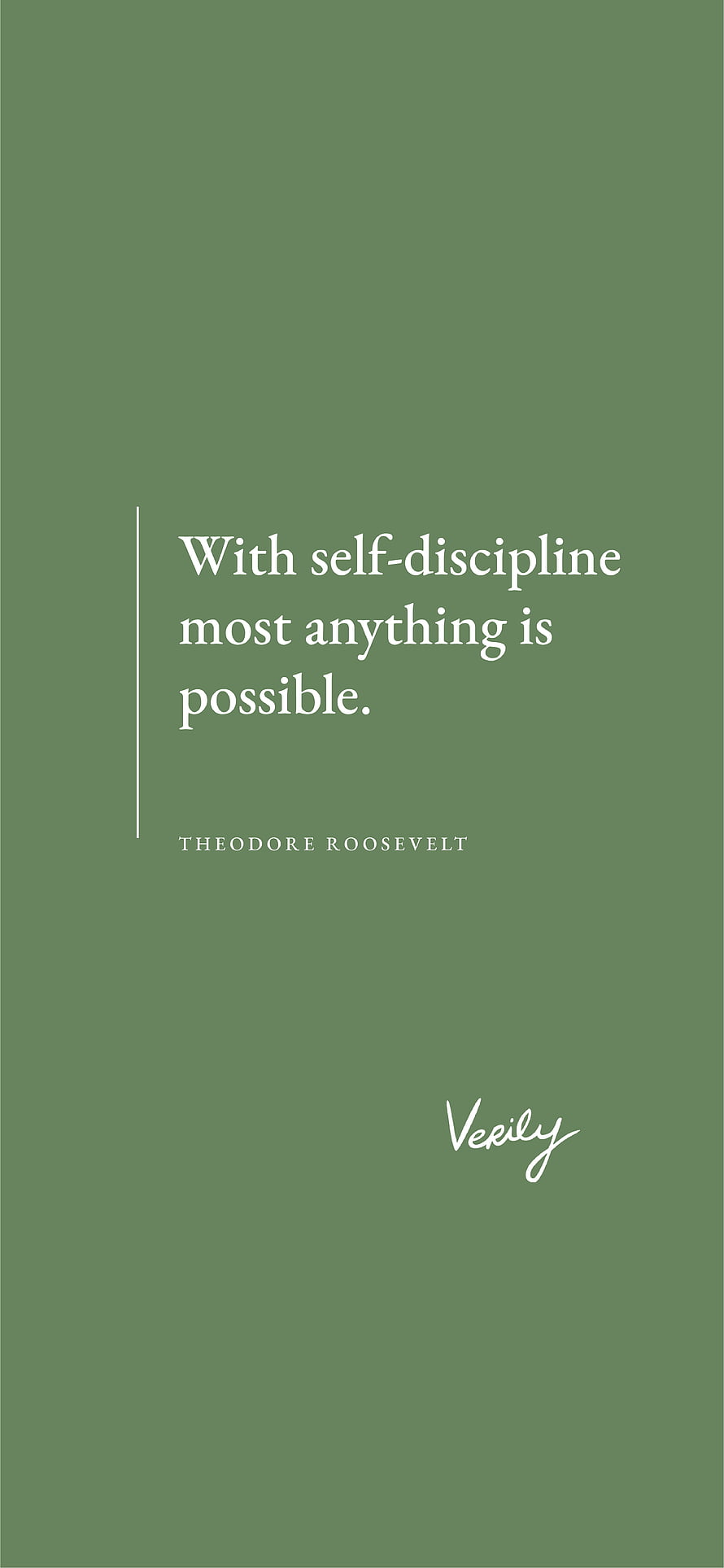 Theodore Roosevelt Self-Discipline Quote on Sage Green Minimalist Background HD phone wallpaper