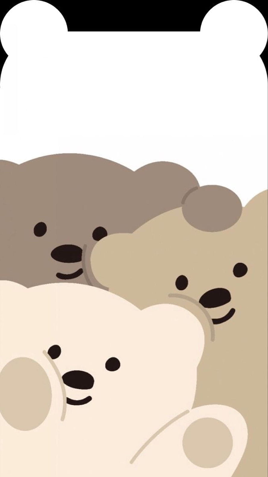 Cute Korean Style Bear Trio Minimalist Illustration Wallpaper HD phone wallpaper