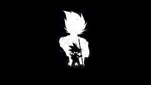 Goku Silhouette with Shadow Figure on Black Background HD wallpaper