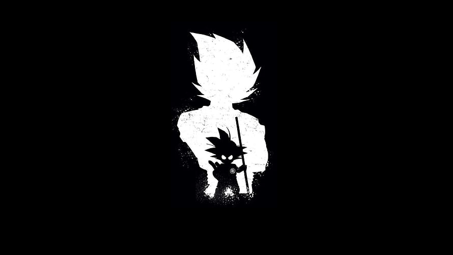 Goku Silhouette with Shadow Figure on Black Background HD wallpaper