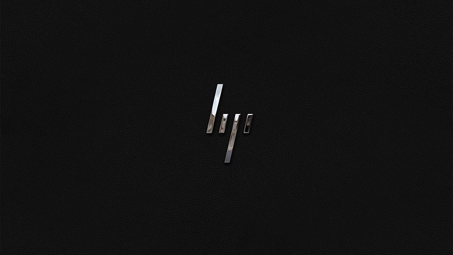 HP Logo on Black Leather Texture Minimalist Desktop Background HD wallpaper