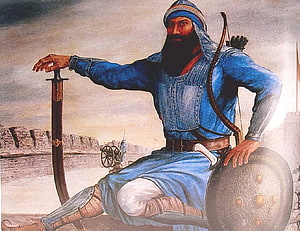 Banda Singh Bahadur Historical Warrior Illustration with Sword and Shield HD wallpaper