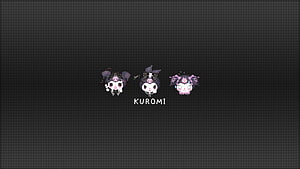 Kuromi Chibi Character Trio on Dark Textured Background HD wallpaper