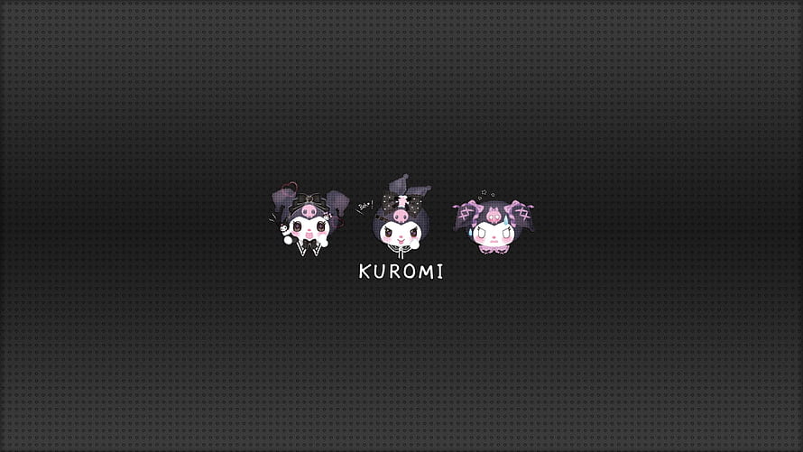 Kuromi Chibi Character Trio on Dark Textured Background HD wallpaper