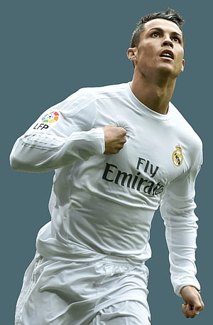 Cristiano Ronaldo in Real Madrid Home Kit Running on the Pitch HD phone wallpaper