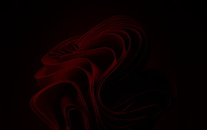 Windows 11 Dark Mode Abstract Red Ribbon Flowing on Black Background HD wallpaper