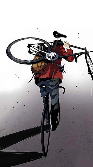 Windbreaker Webtoon Character Carrying Road Bike on Shoulder HD phone wallpaper