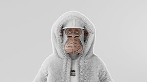 HapeBeast NFT Character in White Hoodie and Cap with Facial Tattoos HD wallpaper