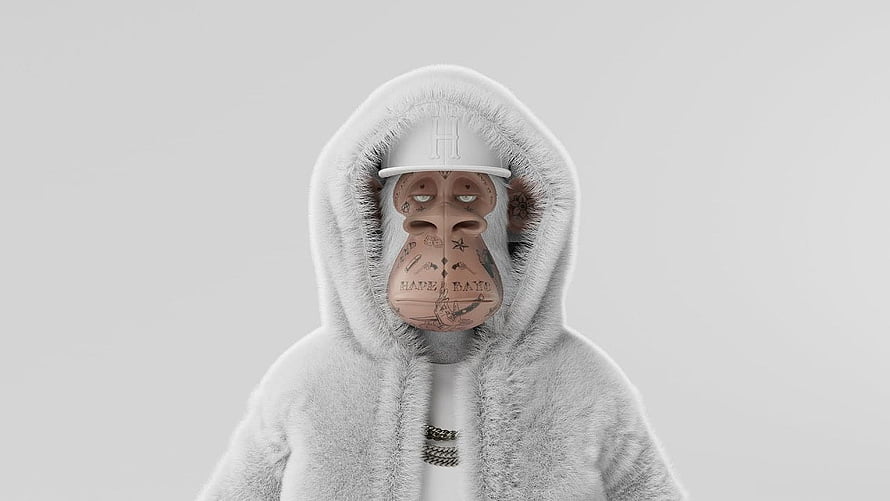 HapeBeast NFT Character in White Hoodie and Cap with Facial Tattoos HD wallpaper