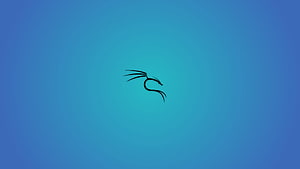 Minimalist black dragon silhouette on a smooth blue gradient background HD wallpaper