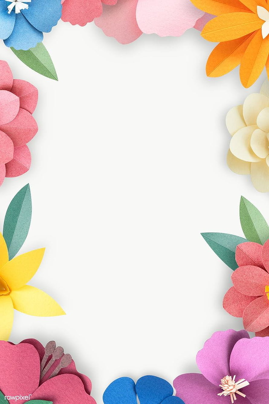 Vibrant Paper Flower Border Frame on White Background HD phone wallpaper